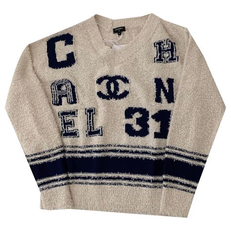 chanel sweaters|authentic chanel logo sweater.